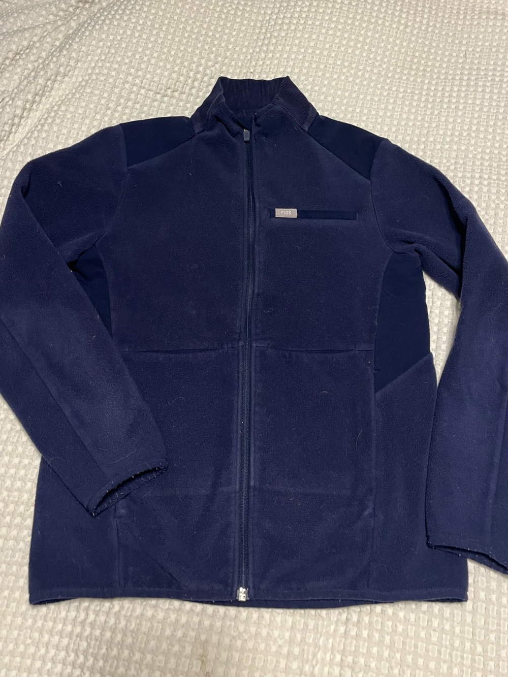 Figs Navy Full-Zip Fleece Jacket